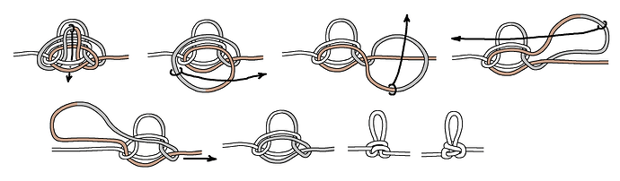 Twin Half-Hitches Mirrored Double, untied to single